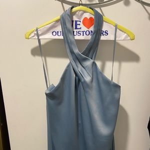 BHLDN Ruby Satin Charmeuse dress in dusty blue